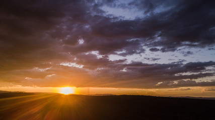 Aerial photography of a sunset