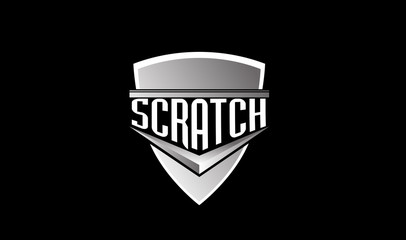 scratch logo with shield symbol