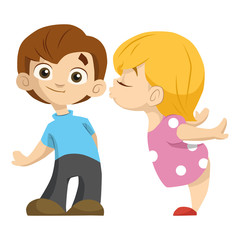 cute couple of kids. girl kisses a boy. Valentika