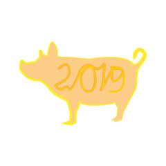 Magnificent pig design on a white background