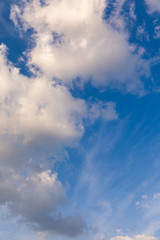 Naklejka na ściany i meble Clouds and blue sky background. Blue sky background with clouds. Beautiful clouds with blue sky background. Nature weather, cloud blue sky and sun.