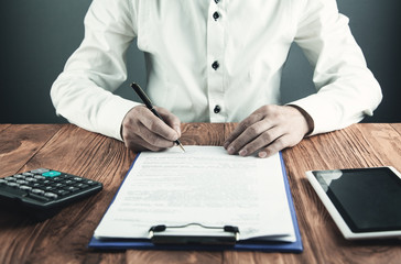  Businessman signing contract. Making deal. Business concept