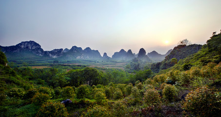 Beautiful mountain scenery at sunset