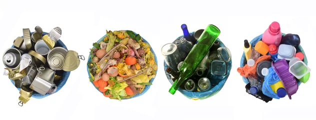 Papier peint Légumes frais recycler les canettes, le compost, le verre et le plastique