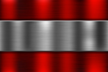 Long metal brushed texture on red background