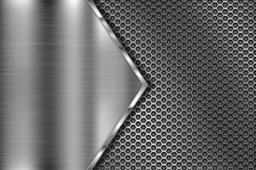 Metal perforated 3d texture with brushed iron triangle