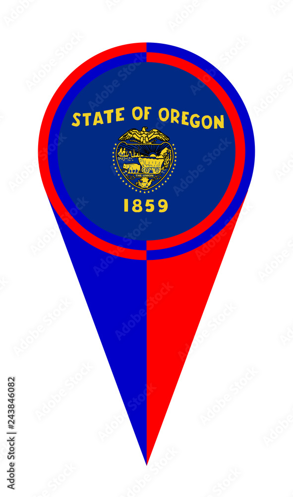 Poster oregon map pointer location flag