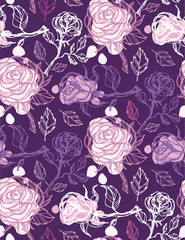 Hand drawn doodle floral flower rose pattern background