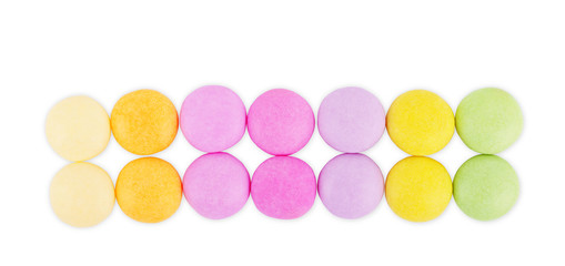 Fototapeta na wymiar Multicolored round candies on a white background