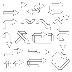Outline arrows set. Hand drawn signs