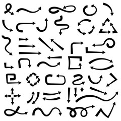 Black doodle arrows. Set