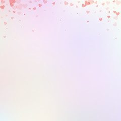 Red heart love confettis. Valentine's day gradient