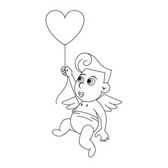 Cupid with heart balloon