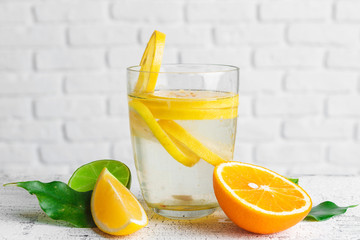 refreshing cold citrus water with mint