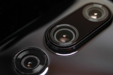 Back cameras for smartphone or cell phone. Close up macro photography.