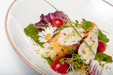 Chicken Salad. Chicken Caesar Salad. Caesar Salad with grilled chicken on plate