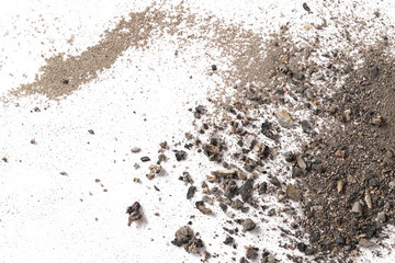 Coal ash isolated on white background, top view