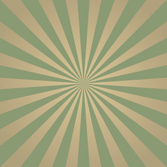 Sunlight retro faded grunge background. dirty green and beige color burst background. Vector