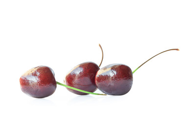 Sweet cherry isolated on white background.