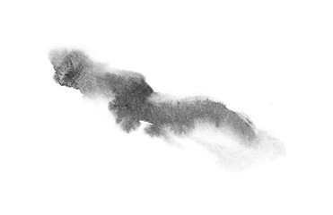 watercolor black and gray, grey texture splash isolated on white background, for text, banner, card, invitation, design for tag and label, logo, brand © wrongorright