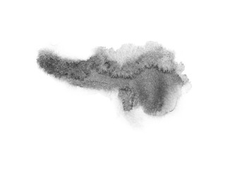 watercolor black and gray, grey texture splash isolated on white background, for text, banner, card, invitation, design for tag and label, logo, brand © wrongorright