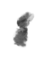 watercolor black and gray, grey texture splash isolated on white background, for text, banner, card, invitation, design for tag and label, logo, brand © wrongorright