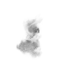 watercolor black and gray, grey texture splash isolated on white background, for text, banner, card, invitation, design for tag and label, logo, brand © wrongorright