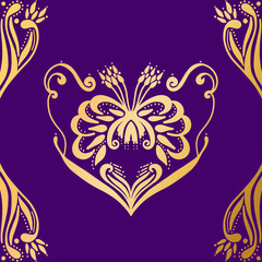 damask pattern gold purple