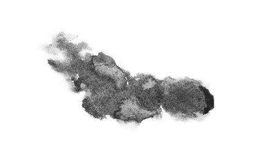 watercolor black and gray, grey texture splash isolated on white background, for text, banner, card, invitation, design for tag and label, logo, brand © wrongorright