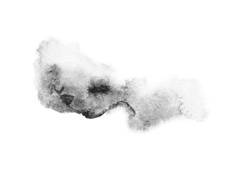 watercolor black and gray, grey texture splash isolated on white background, for text, banner, card, invitation, design for tag and label, logo, brand © wrongorright