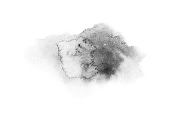 watercolor black and gray, grey texture splash isolated on white background, for text, banner, card, invitation, design for tag and label, logo, brand © wrongorright