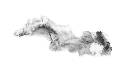 watercolor black and gray, grey texture splash isolated on white background, for text, banner, card, invitation, design for tag and label, logo, brand © wrongorright