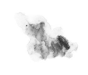 watercolor black and gray, grey texture splash isolated on white background, for text, banner, card, invitation, design for tag and label, logo, brand © wrongorright