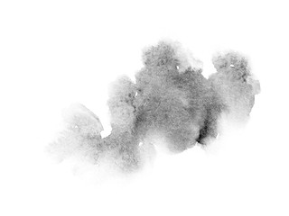 watercolor black and gray, grey texture splash isolated on white background, for text, banner, card, invitation, design for tag and label, logo, brand © wrongorright
