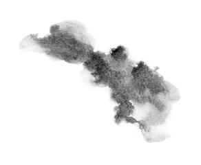 watercolor black and gray, grey texture splash isolated on white background, for text, banner, card, invitation, design for tag and label, logo, brand © wrongorright