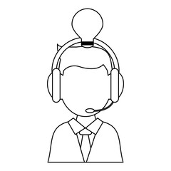 businessman with headset and big idea