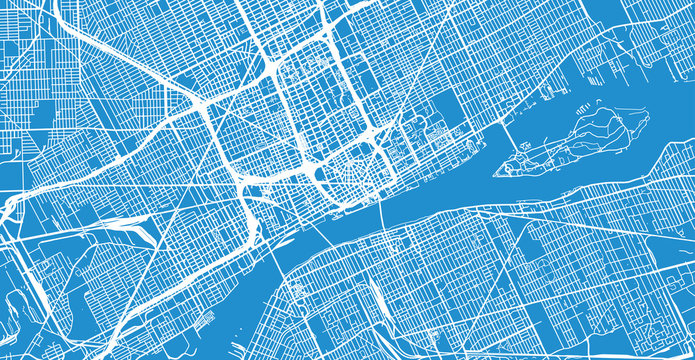 Urban vector city map of Detroit, Michigan, United States of America