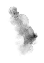 watercolor black and gray, grey texture splash isolated on white background, for text, banner, card, invitation, design for tag and label, logo, brand