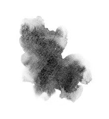 black watercolor splash isolated on white background, for text, banner, card, invitation, design for tag and label, logo, brand. color like gray, grey  © wrongorright