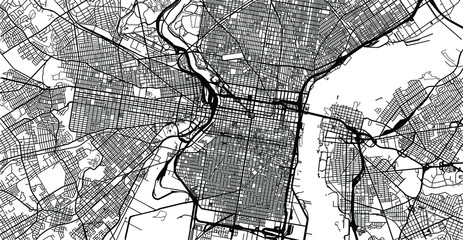 Urban vector city map of Philadelphia, Pennsylvania, United States of America