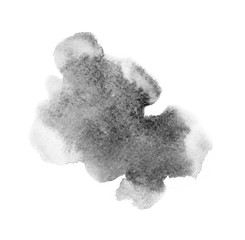 black watercolor splash isolated on white background, for text, banner, card, invitation, design for tag and label, logo, brand. color like gray, grey  © wrongorright