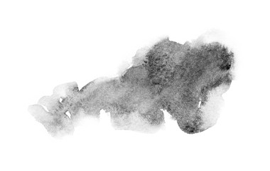 black watercolor splash isolated on white background, for text, banner, card, invitation, design for tag and label, logo, brand. color like gray, grey  © wrongorright