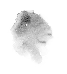 black watercolor splash isolated on white background, for text, banner, card, invitation, design for tag and label, logo, brand. color like gray, grey  © wrongorright