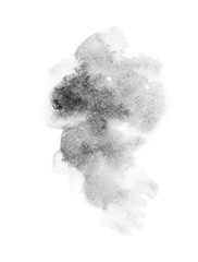 black watercolor splash isolated on white background, for text, banner, card, invitation, design for tag and label, logo, brand. color like gray, grey  © wrongorright