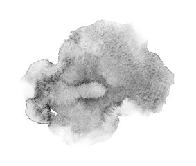 black watercolor splash isolated on white background, for text, banner, card, invitation, design for tag and label, logo, brand. color like gray, grey  © wrongorright