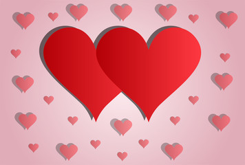 Red hearts background with free blank space for your text. Valentines Day EPS vector background