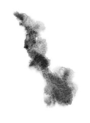 black watercolor splash isolated on white background, for text, banner, card, invitation, design for tag and label, logo, brand. color like gray, grey 