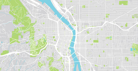 Urban vector city map of Portland, Oregon, United States of America - obrazy, fototapety, plakaty