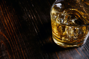 whiskey with ice in modern glasses