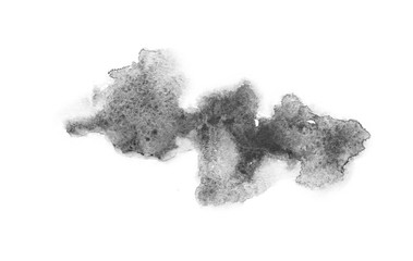 watercolor black and gray, grey texture splash isolated on white background, for text, banner, card, invitation, design for tag and label, logo, brand © wrongorright